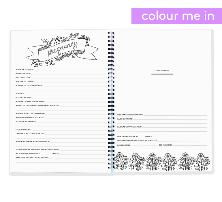 Blueberry Co Colour Me In Baby Book