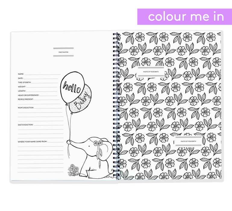 Blueberry Co Colour Me In Baby Book